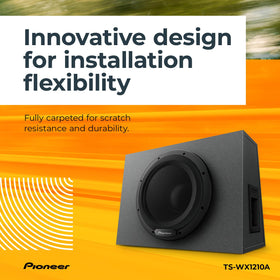 Pioneer TS-WX1210A enclosure side view for easy installation.