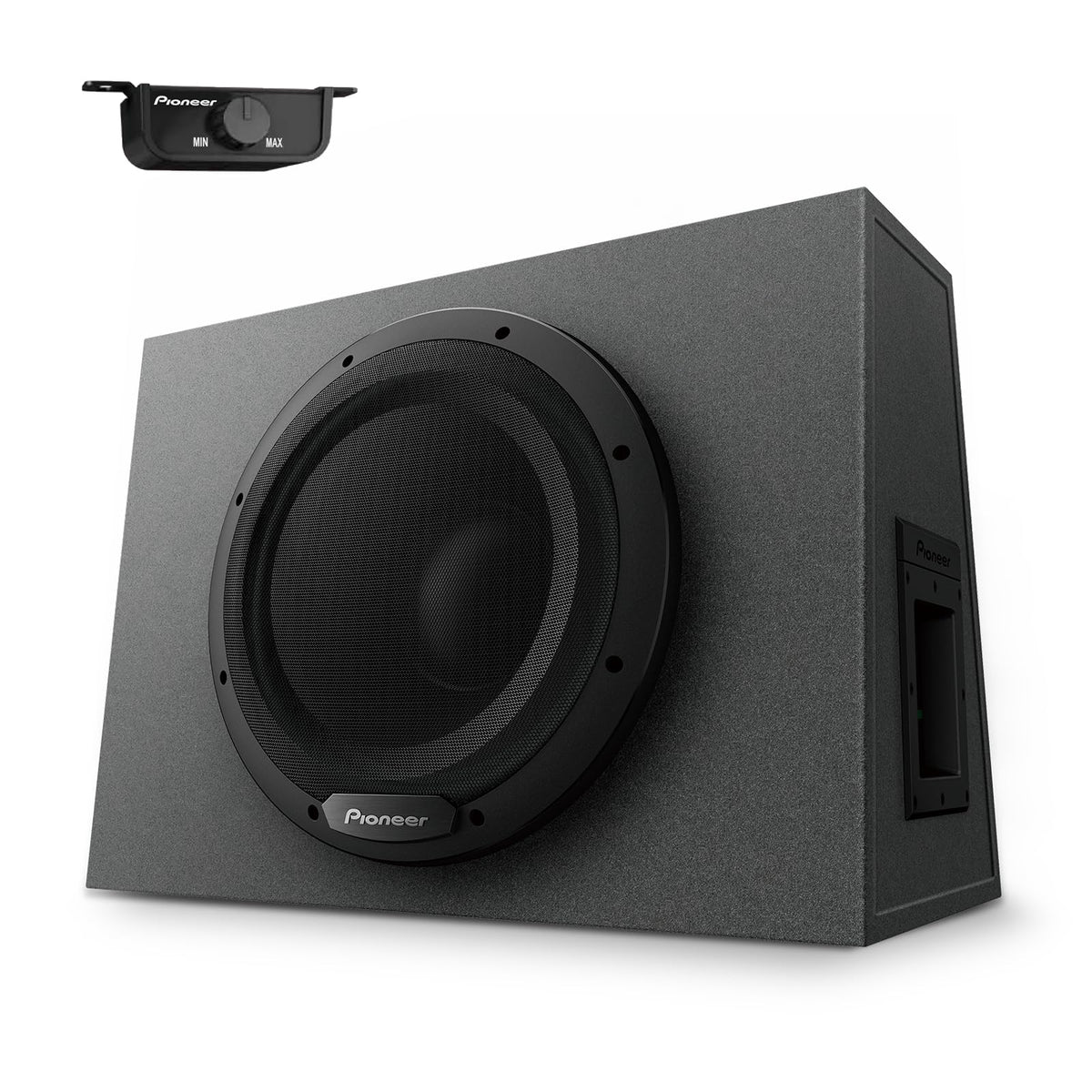 Pioneer TS-WX1210A subwoofer front view delivering deep car bass.