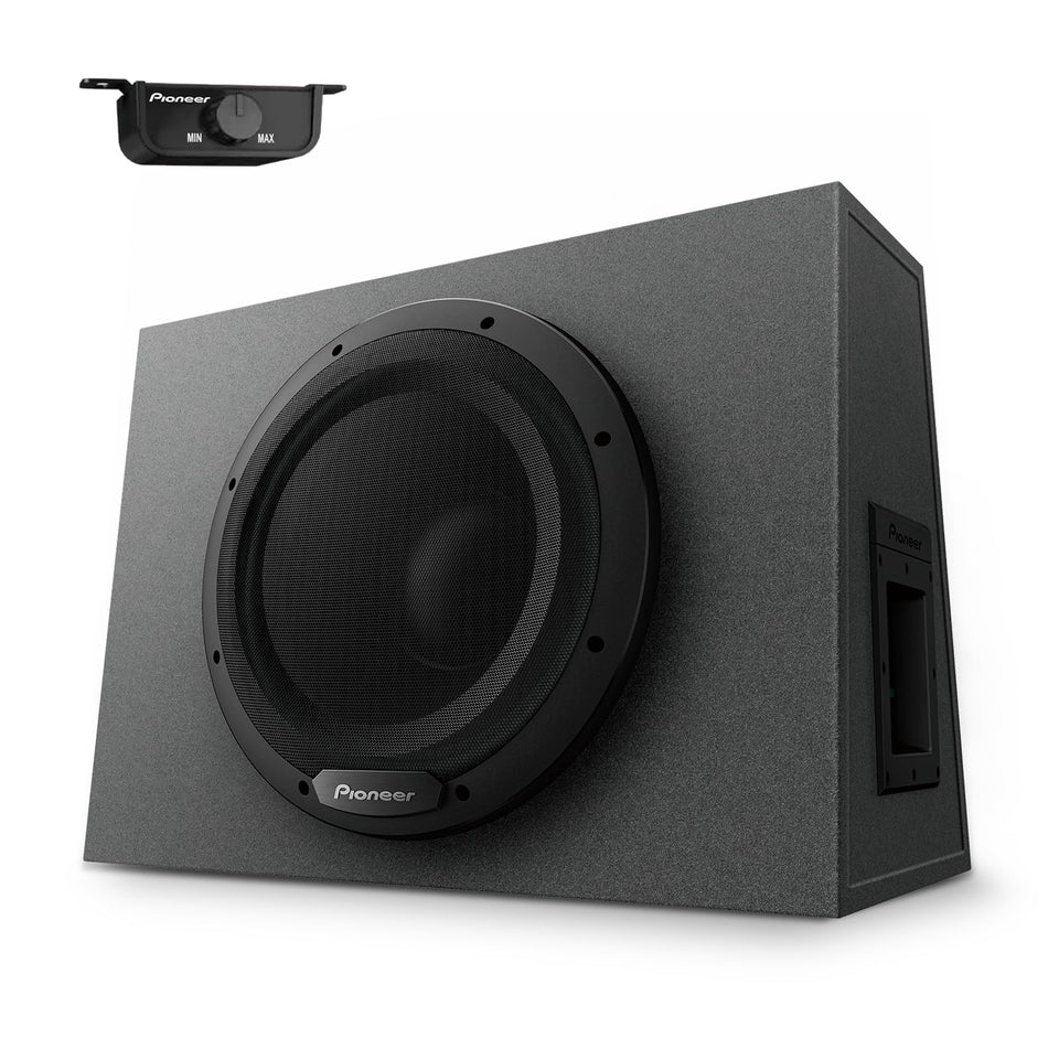 Pioneer TS-WX1210A subwoofer front view delivering deep car bass.