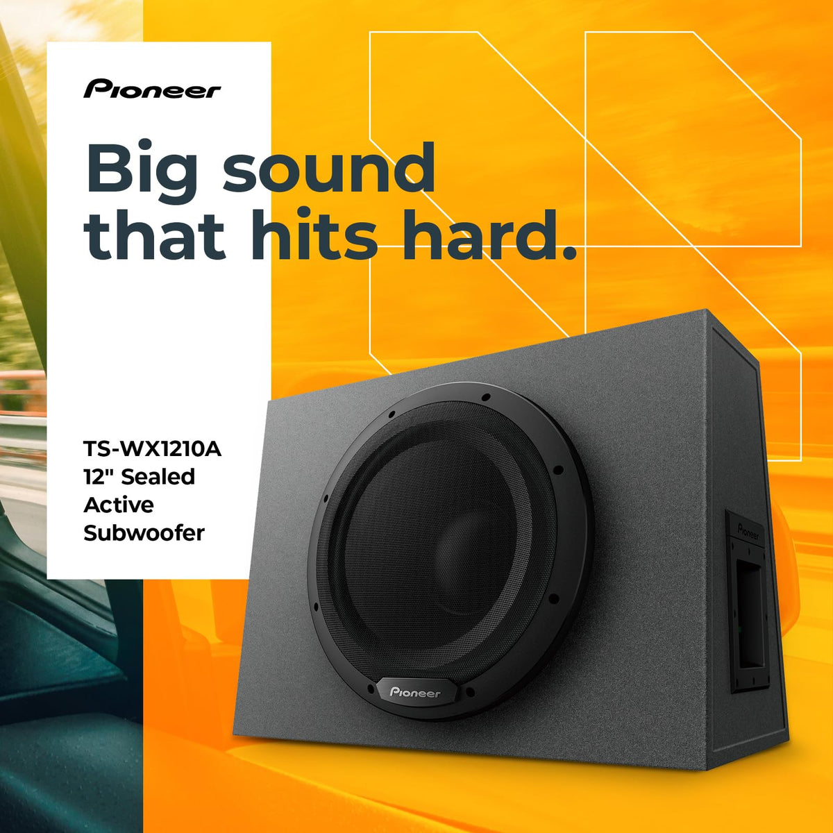 Pioneer TS-WX1210A built-in amp rear view with compact power.