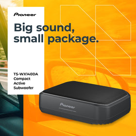 Pioneer TS-WX140DA compact subwoofer behind seat adds bass punch in small cars
