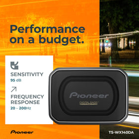 Pioneer TS-WX140DA front view shows slim profile for easy installation