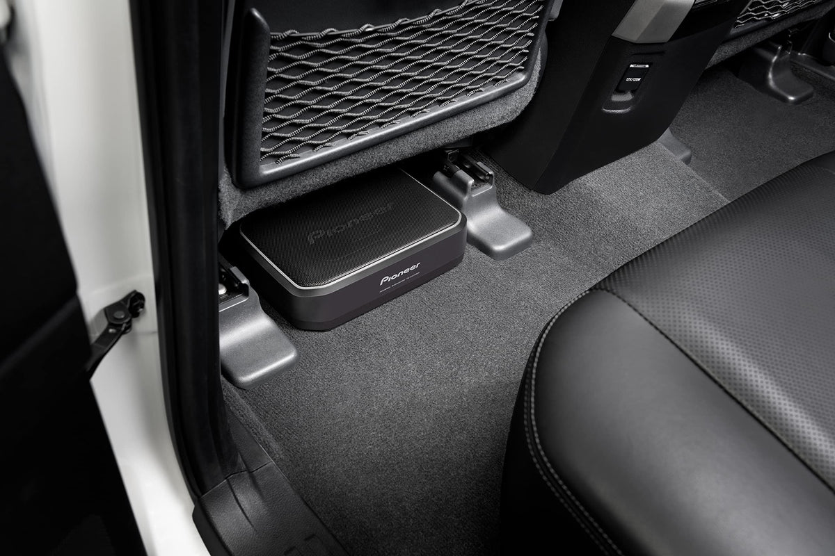 Pioneer TS-WX140DA powered subwoofer in car boosts audio without draining battery