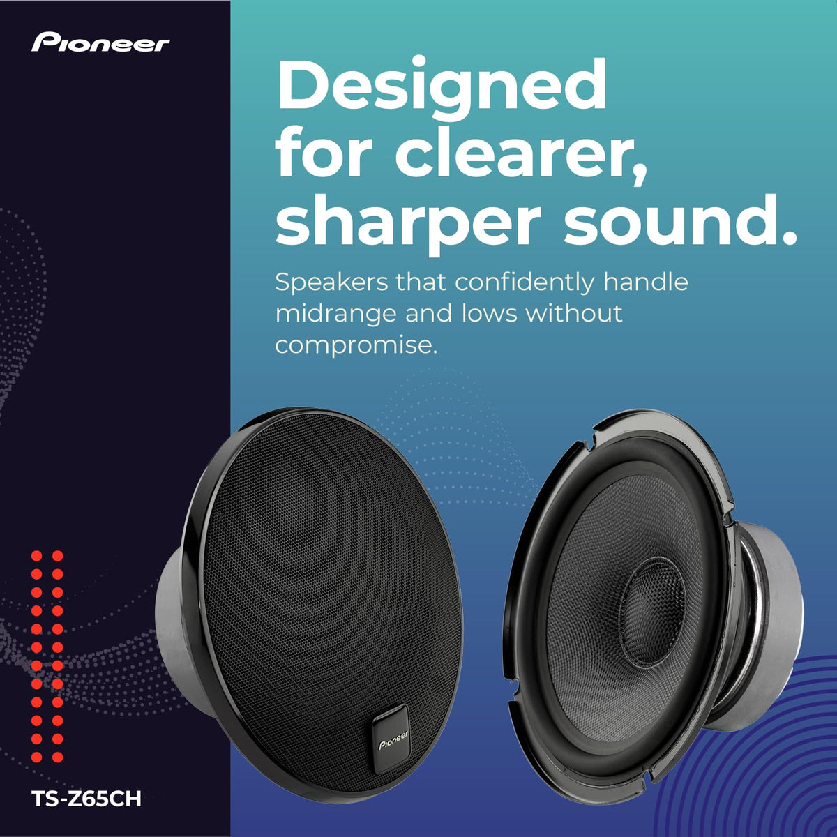 Pioneer TS-Z65CH tweeter with mount kit enables precise high-frequency details