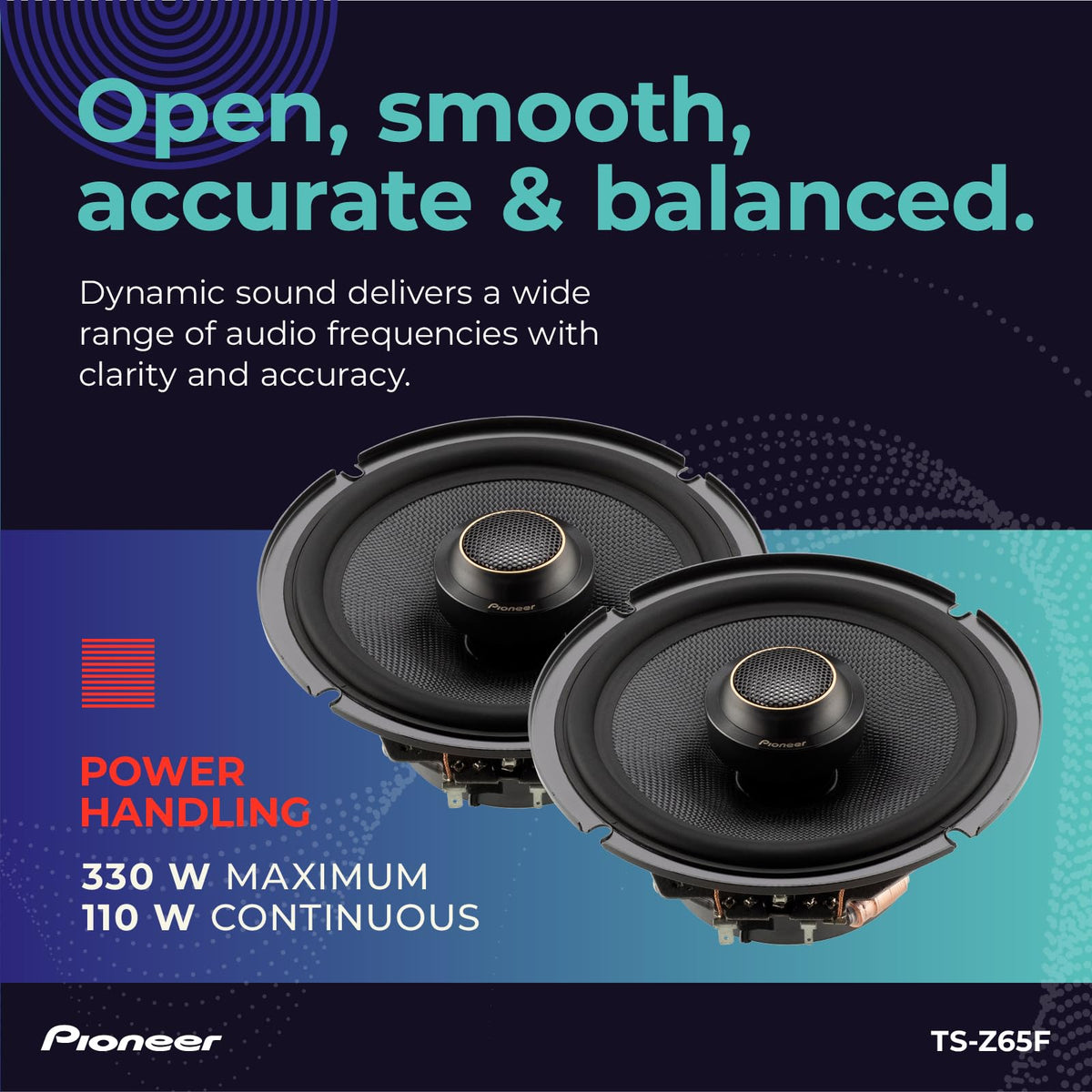 Pioneer TS-Z65F OE brackets fitting to common vehicle locations for alignment.