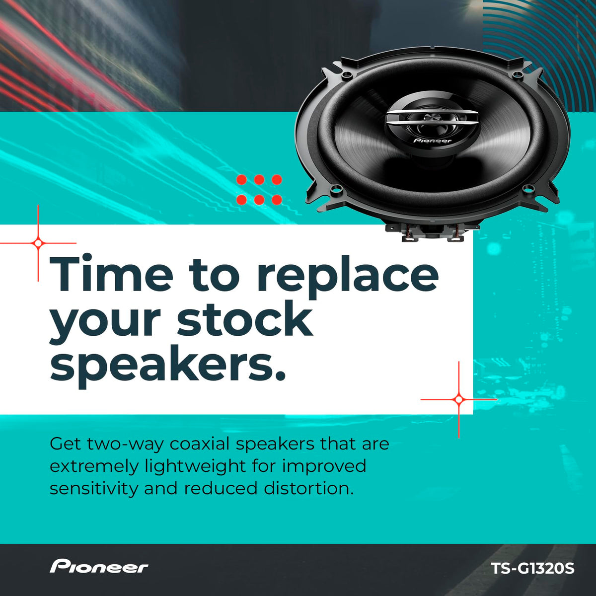 PIONEER tweeter detail emphasizing crisp highs and vocal clarity
