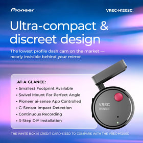 Pioneer VREC‑H120SC side profile highlighting swivel mount for easy aiming benefit