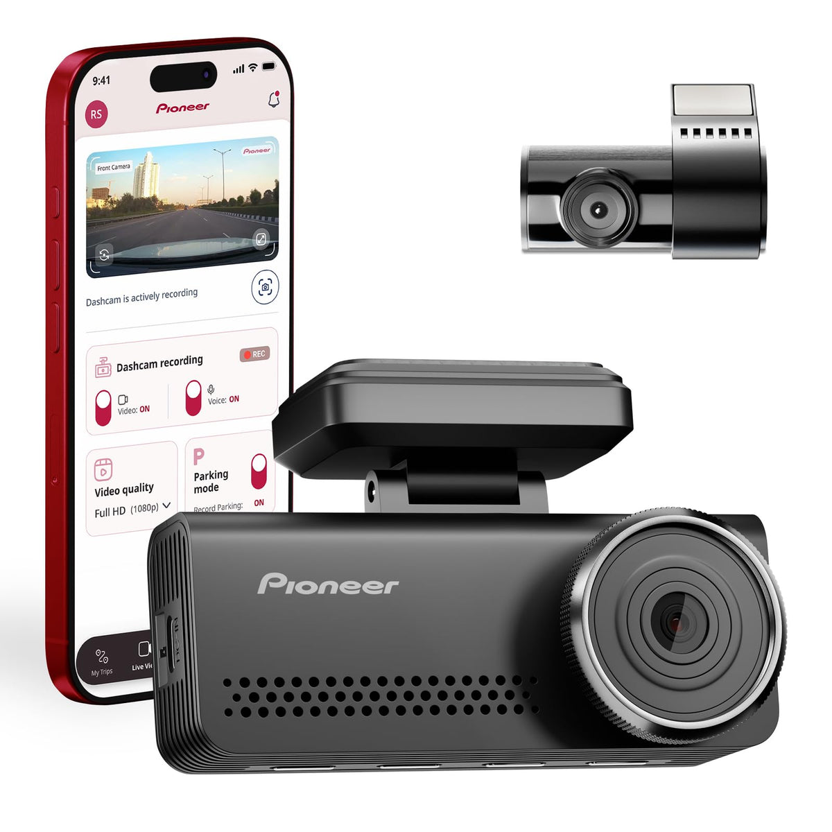 Pioneer VREC-Z820DC front view with 139° lens for comprehensive road coverage