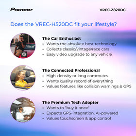 Pioneer VREC-Z820DC built-in GPS logs speed and location