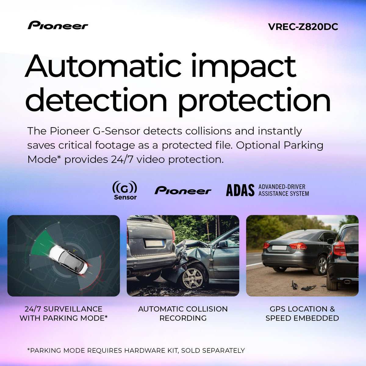 Pioneer VREC-Z820DC rear 1080p recording for clear back-camera footage