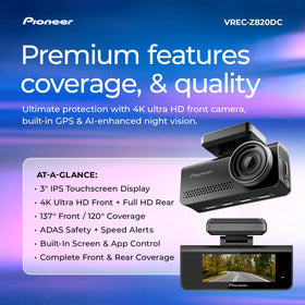 Pioneer VREC-Z820DC rear view capturing rear traffic and license plate cues