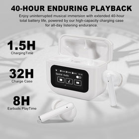 PIPIMOO earbuds offer up to 40 hours of playback with charging case