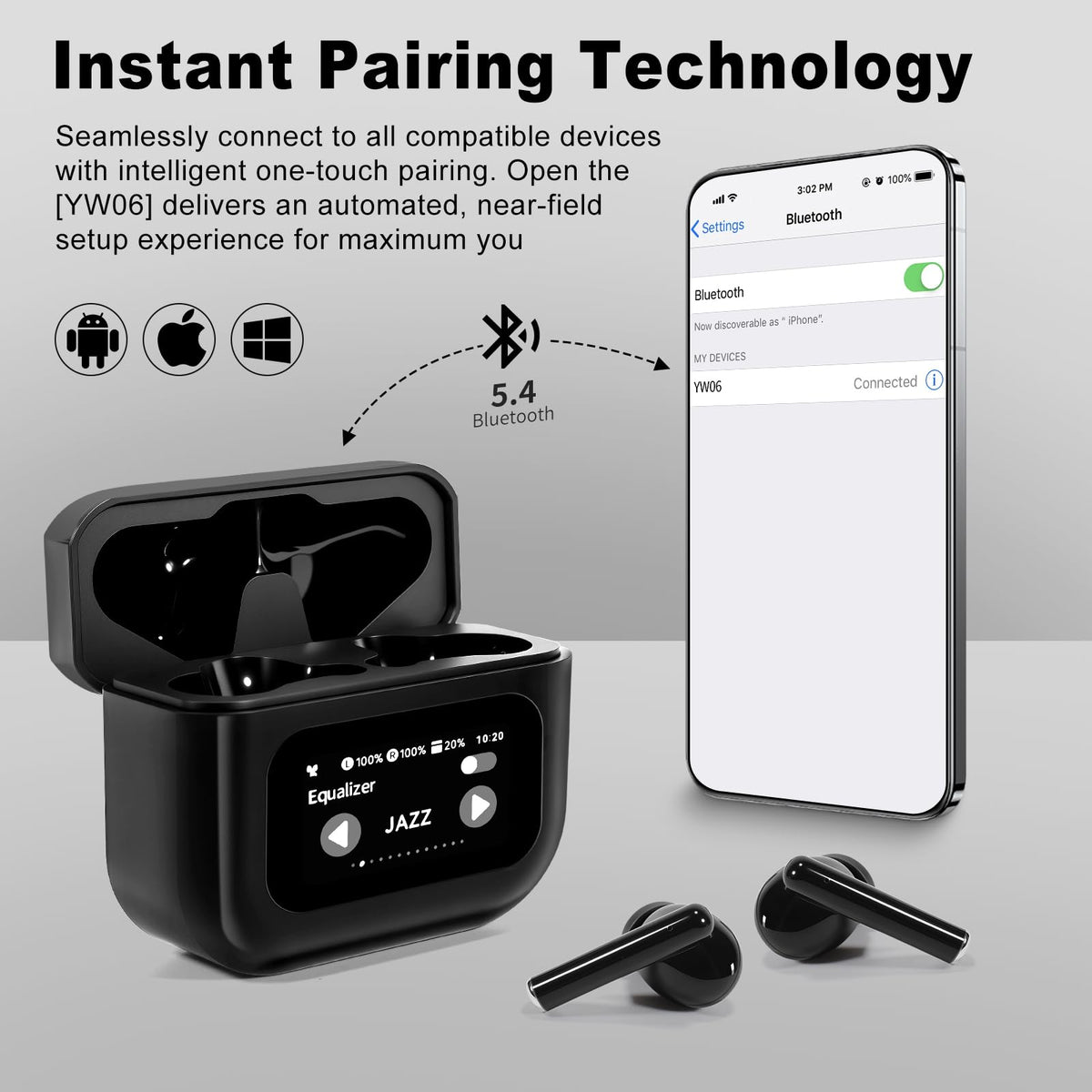 PIPIMOO Bluetooth 5.4 for fast pairing within 15 meters.