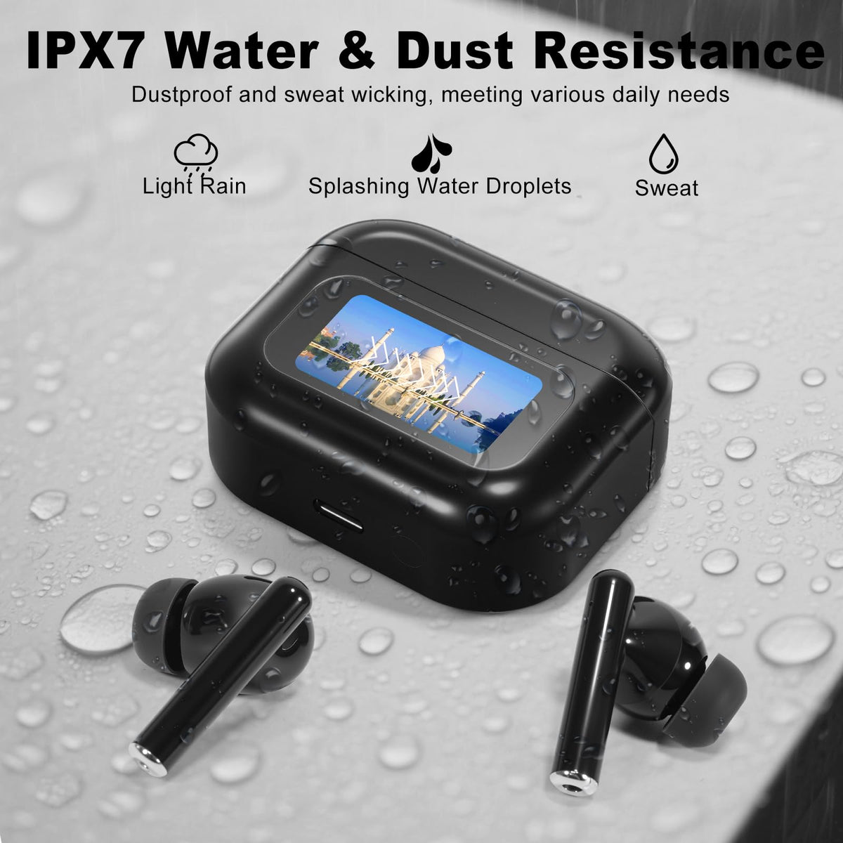 PIPIMOO IPX5 sweatproof design supports workouts and outdoor listening.