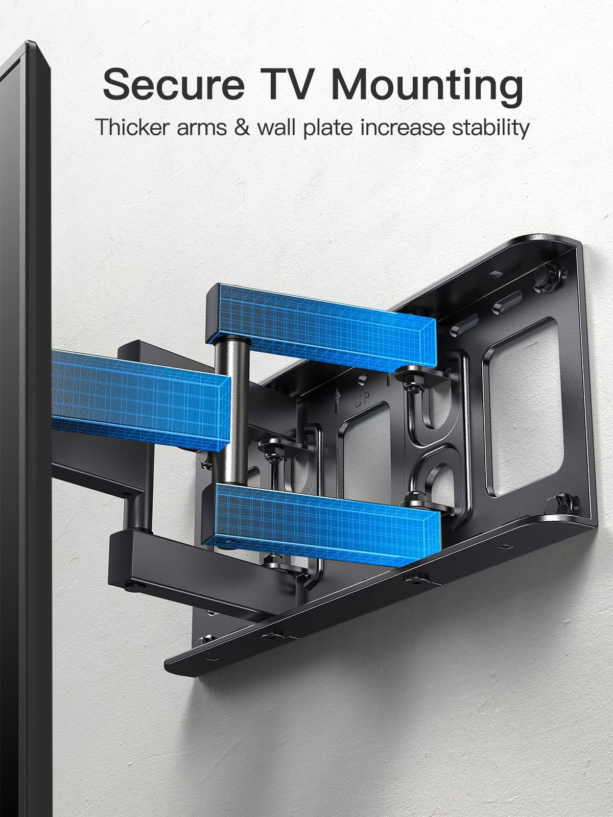 Pipishell articulating arms closeup showing sturdy steel construction