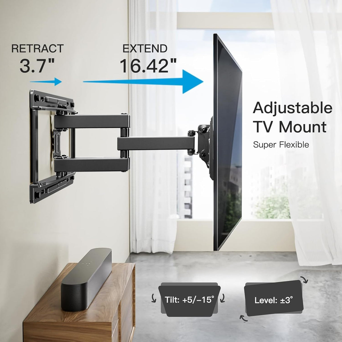 Pipishell image of three bracket height settings enabling fine tuning