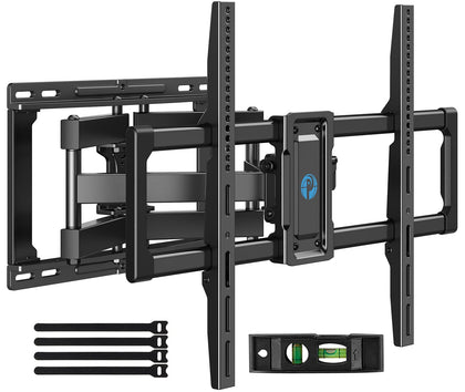 Pipishell front view of mounted TV showing clean wall and space-saving benefit