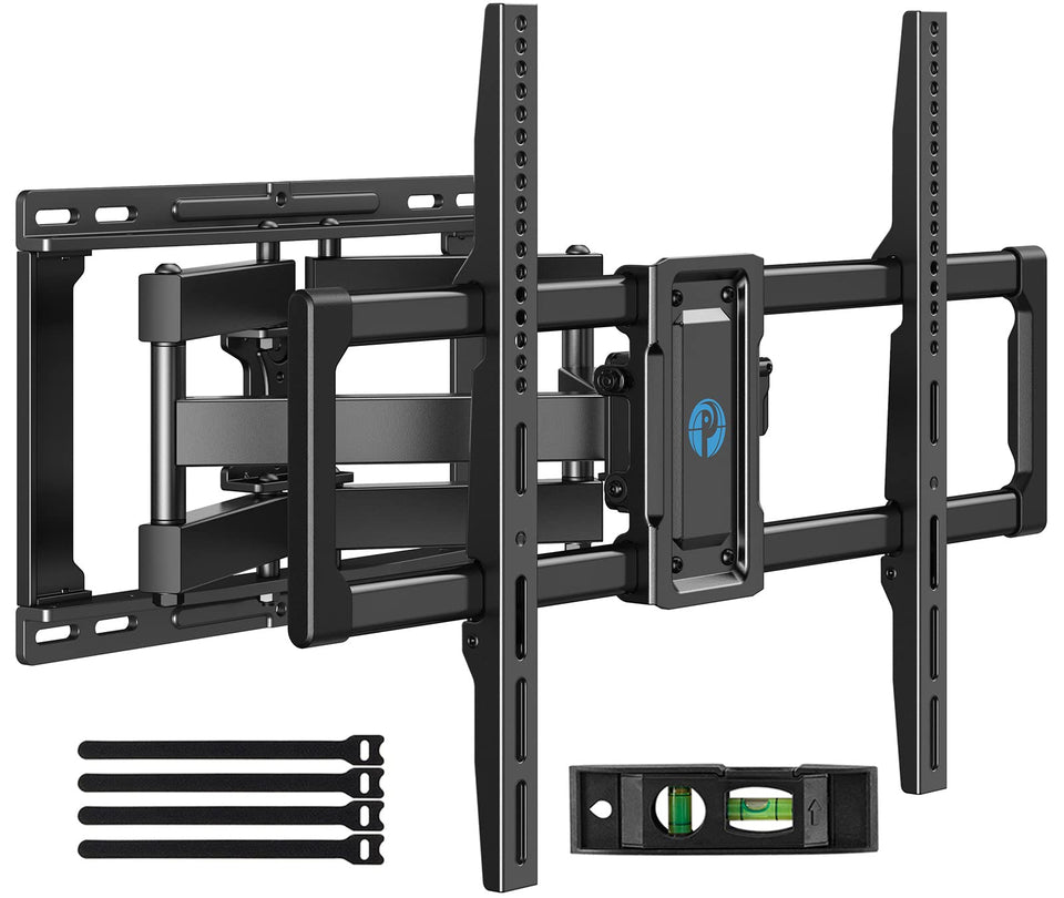 Pipishell front view of mounted TV showing clean wall and space-saving benefit