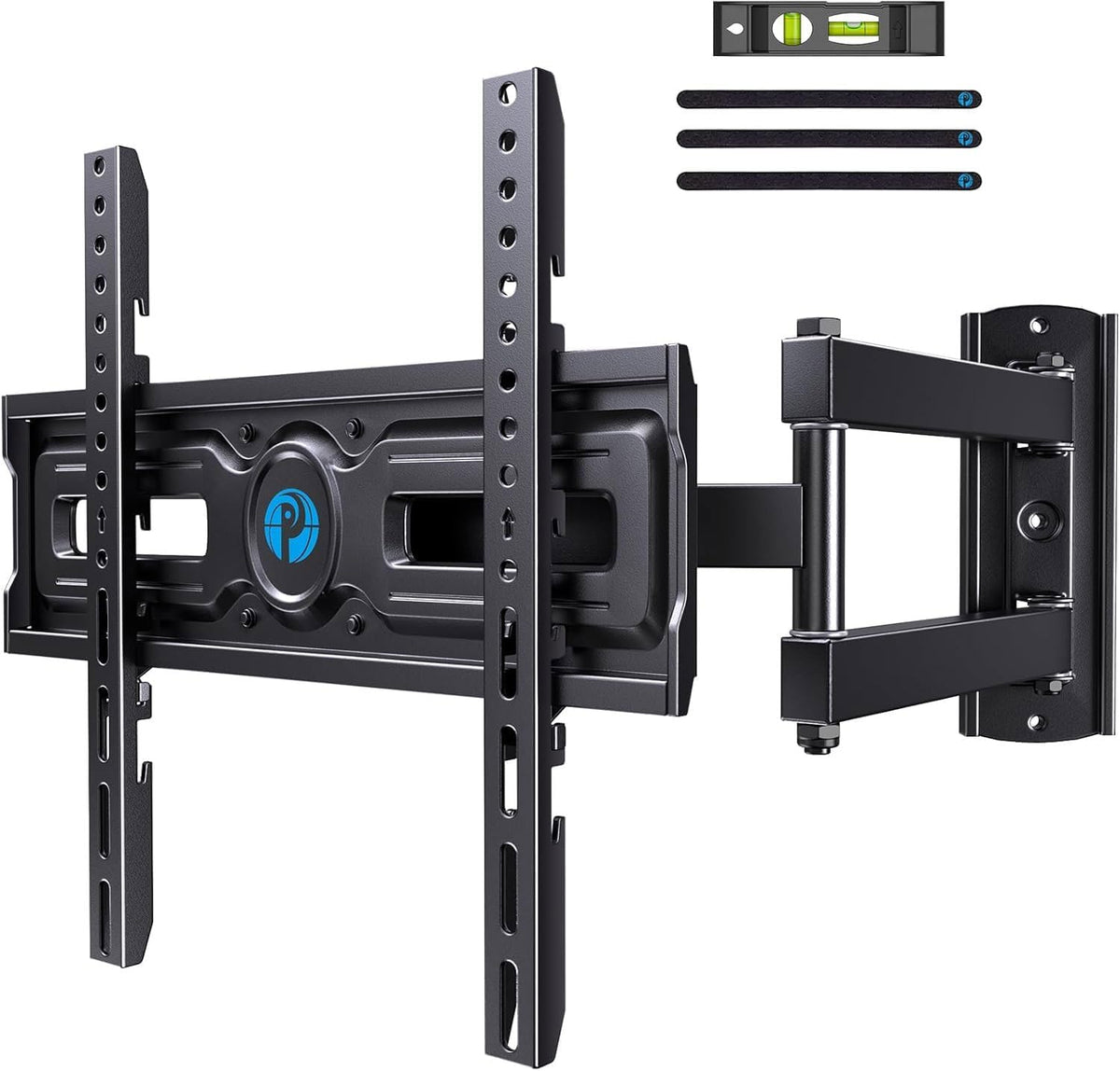 Pipishell front view of mounted TV showing sturdy support and neat profile