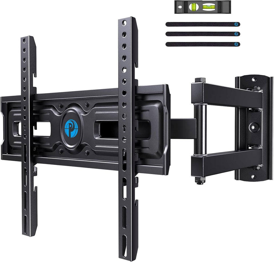 Pipishell front view of mounted TV showing sturdy support and neat profile