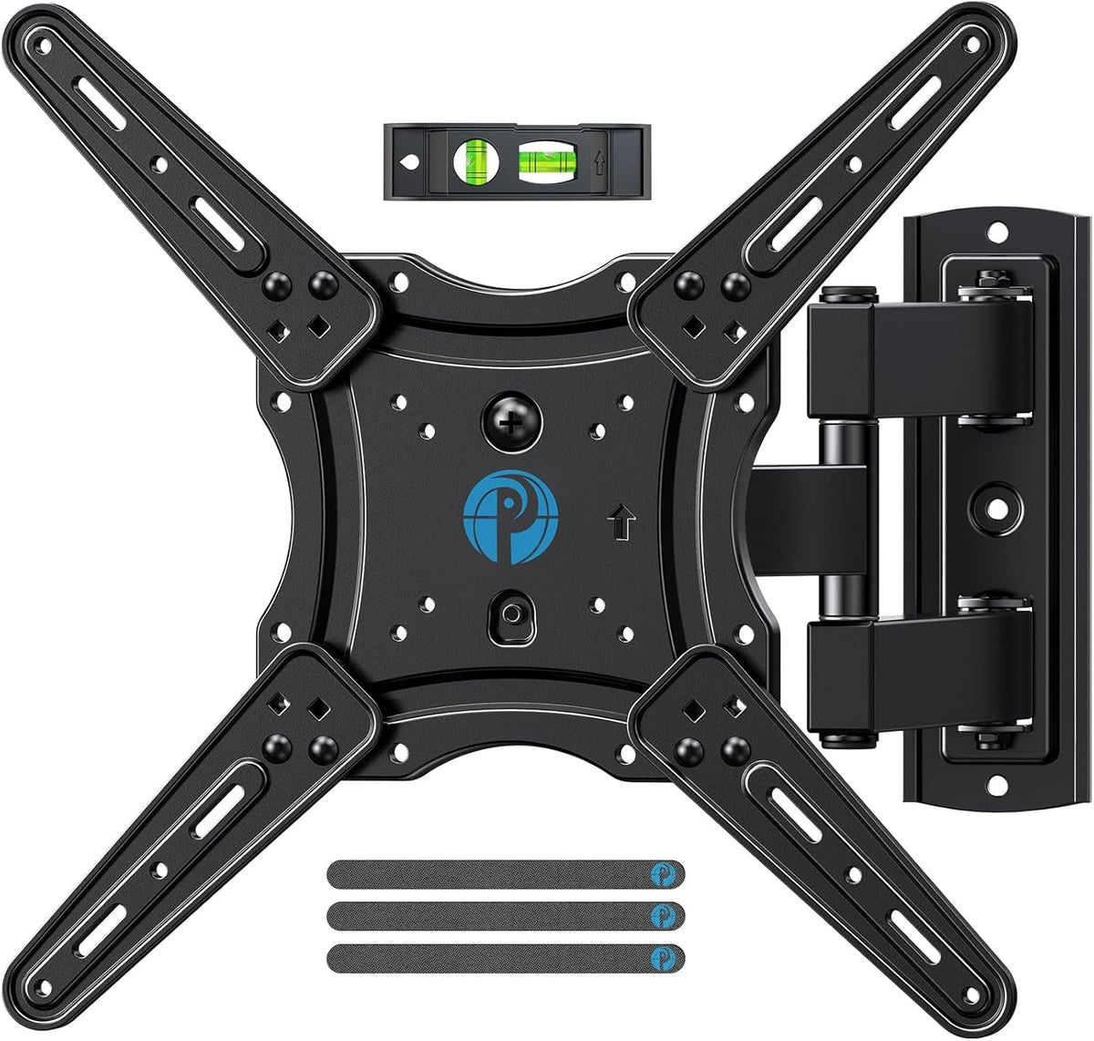 Pipishell full motion mount extends 17 inches for flexible viewing angles.