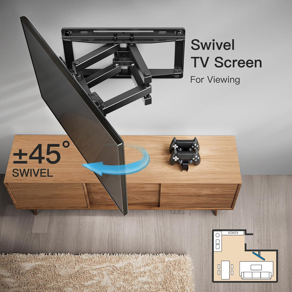 Pipishell retracted profile showing space-saving 3.7" wall clearance