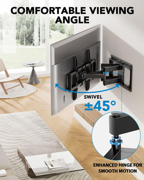 Pipishell mounted 65-inch TV with size comparison for scale and balance