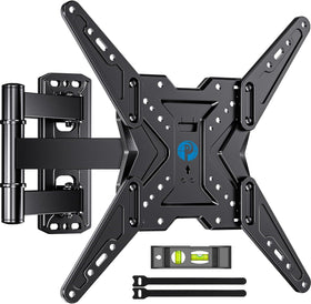 Pipishell full-motion arm demonstrates flexible viewing angles for living rooms.