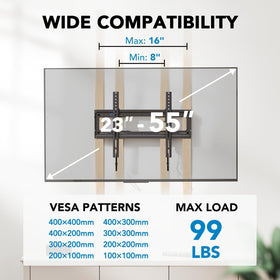 Pipishell wall mount aligned to VESA 400x400 for versatile TVs.