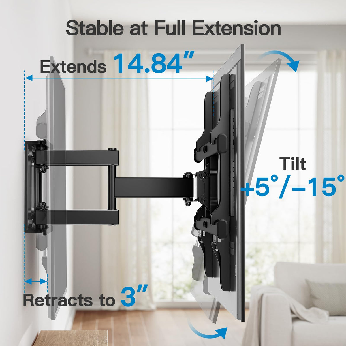 Pipishell VESA pattern closeup showing compatibility with multiple TVs
