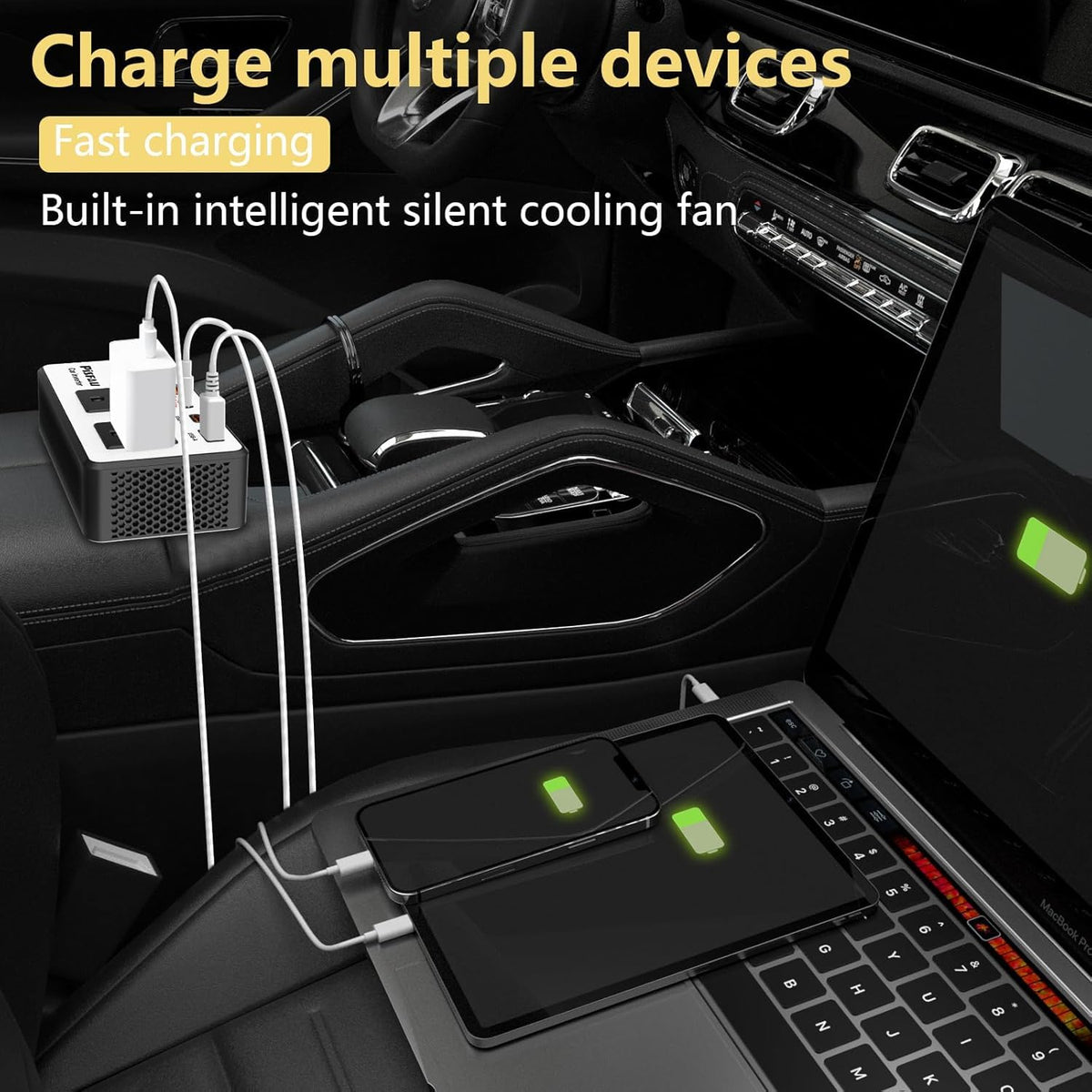 PiSFAU compact-design inverter fits in your glove box for road trips