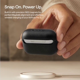 Pitaka AirPods Pro 3 case with strong magnets for precise alignment during charging.