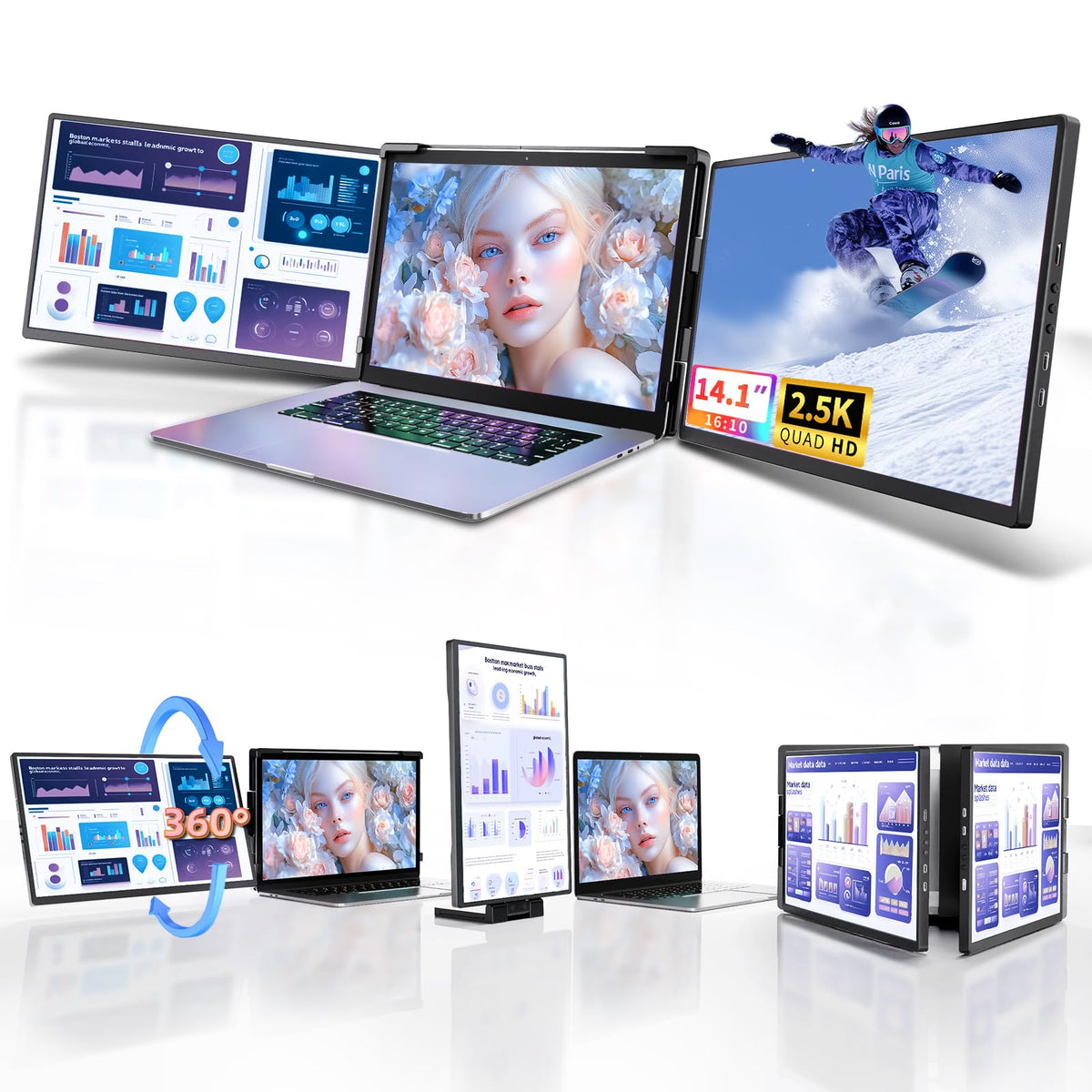 Pitycbo 3-screen setup expands your workspace for seamless multitasking.