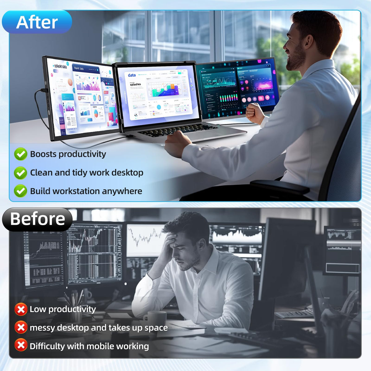 Pitycbo 360-rotation showcases flexible viewing angles for gaming or coding.