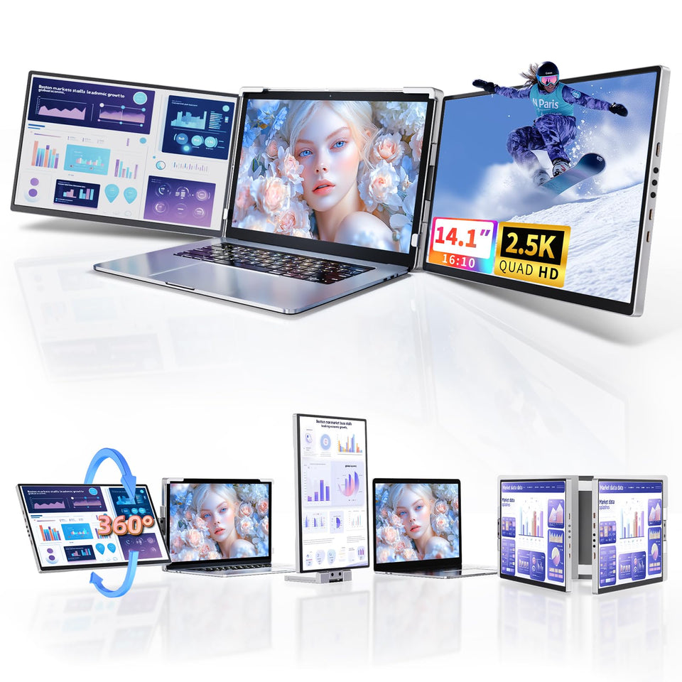 Pitycbo triple-screen extender assembly view for enhanced multitasking on the go.