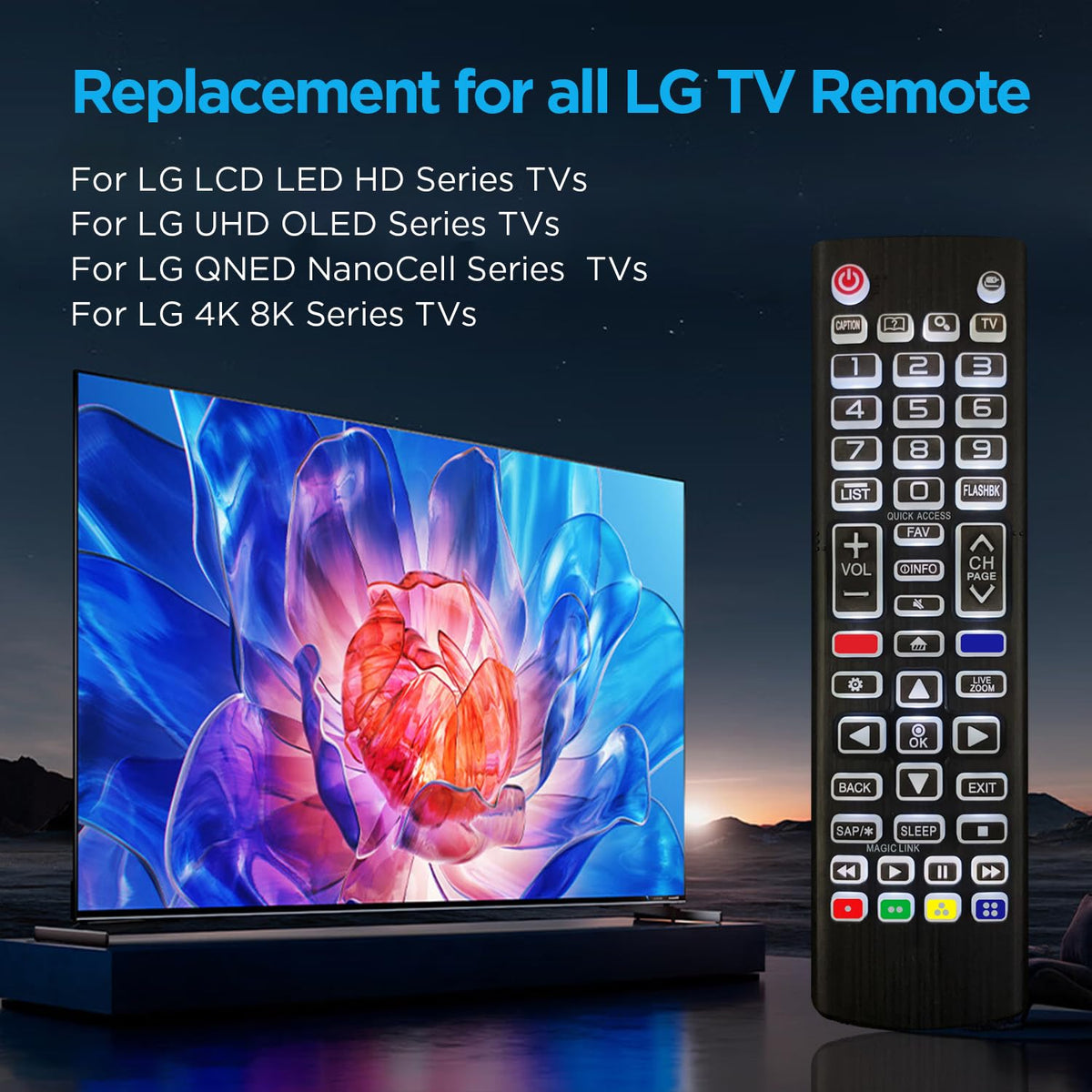 Piudekei LG replacement remote with full functions and streaming access