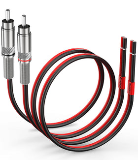 Pixelman RCA plug to speaker wire adapter with 14AWG copper core for stable signal.
