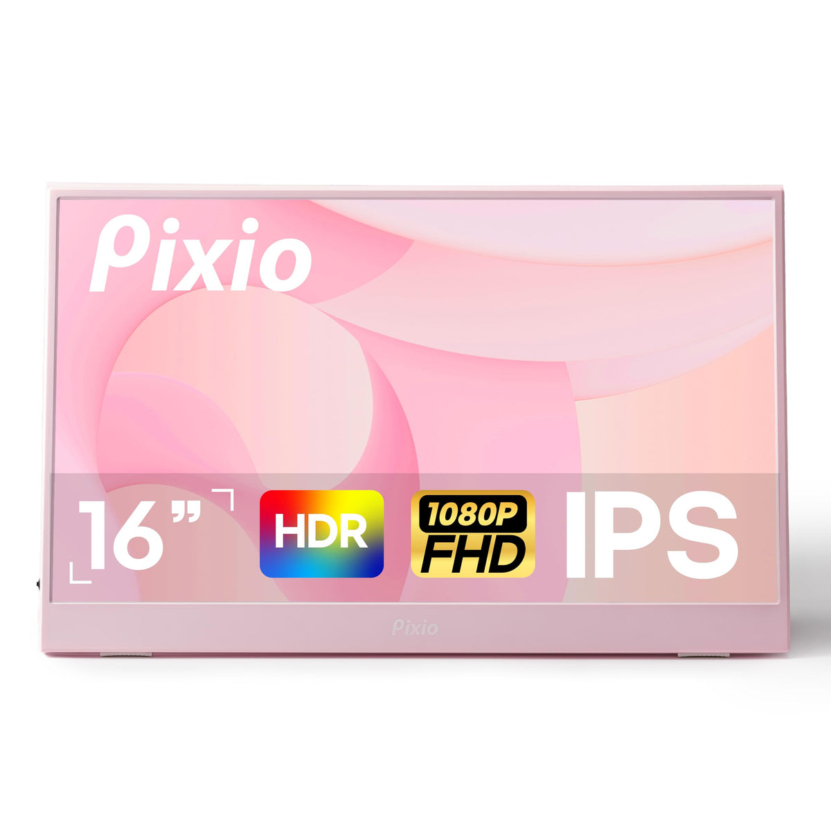 Pixio PX160 Wave Pink front view showing crisp FHD display and vibrant color