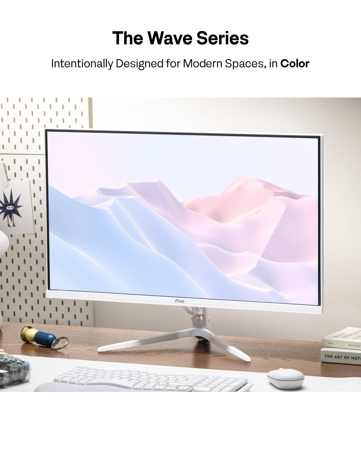 Pixio PX246 Wave 24 side profile showing slim chassis for modern setups.