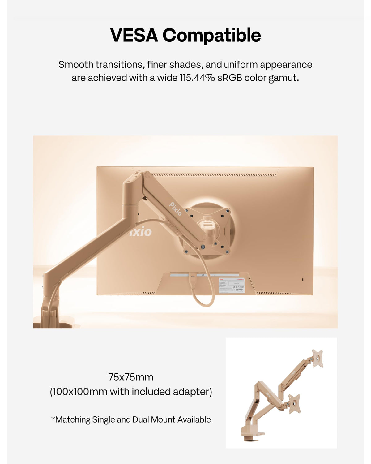Pixio PX246 Wave Beige 120Hz display supports smooth gaming experience.
