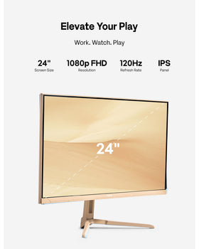 Pixio PX246 Wave Beige IPS panel closeup reveals vibrant colors and wide viewing angles.