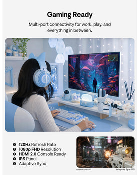 Pixio PX246 Wave Blue side ports support flexible connections.
