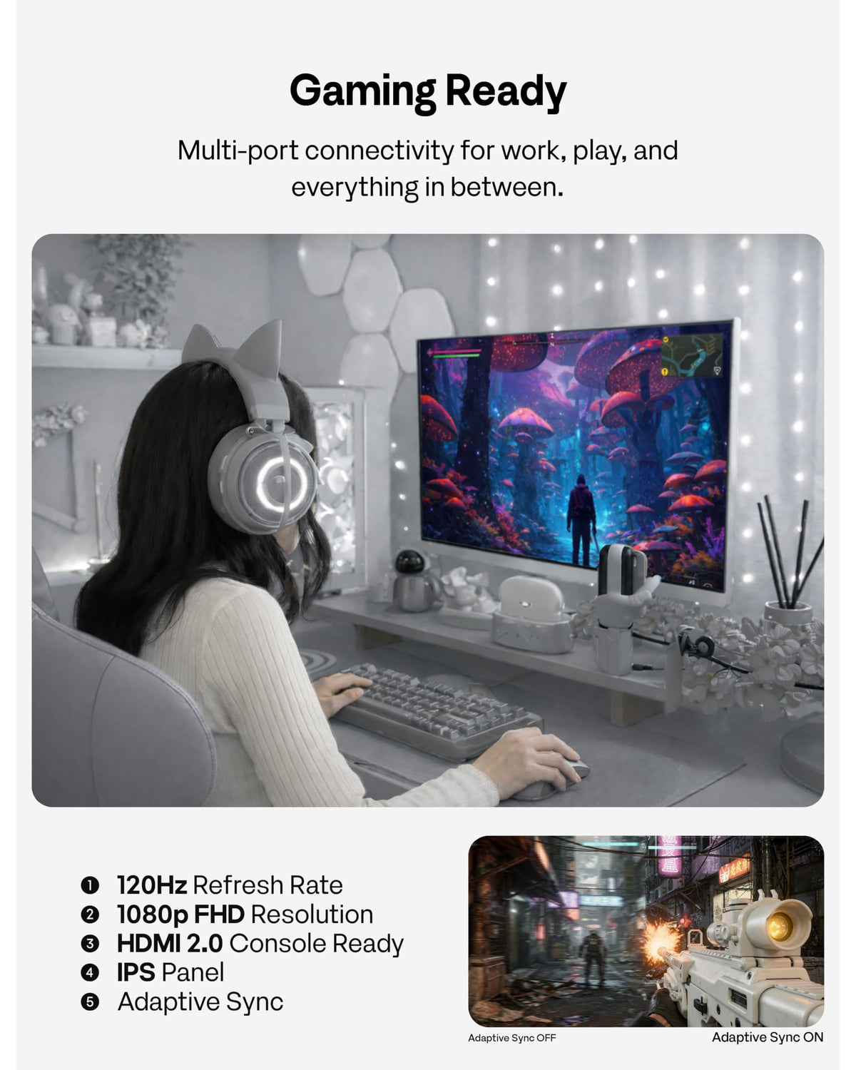 Pixio PX246 Wave desk setup demonstrating immersive gaming and productivity.