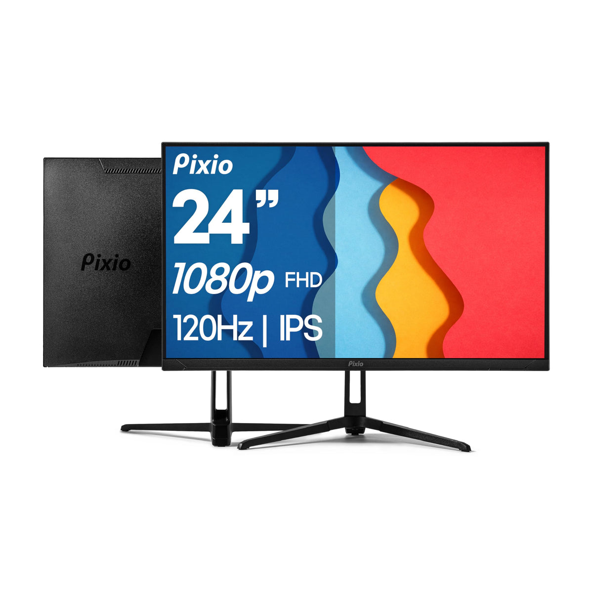 Pixio PX246 Wave front view highlighting slim profile for desktop setups.