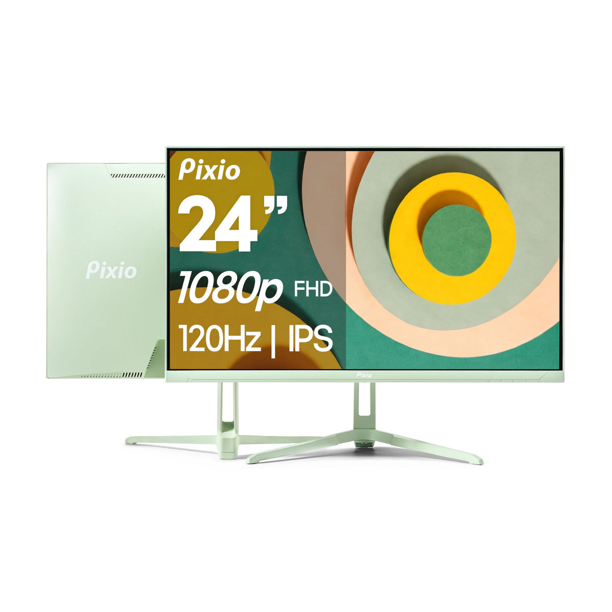 Pixio PX246 Wave front view with mint green accents for immersive gaming.