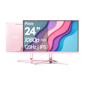 Pixio PX246 Wave Pink front view highlights slim profile for compact gaming desks.