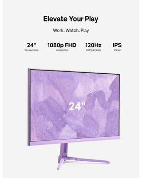 Pixio PX246 Wave Purple 120Hz refresh enables smoother motion in fast games.