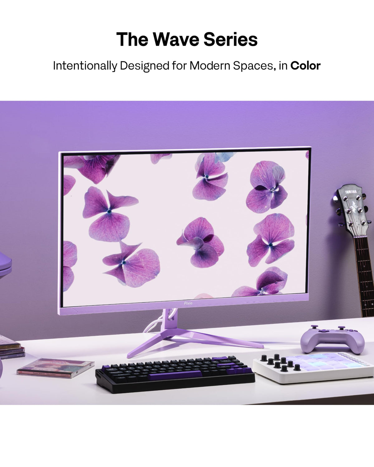 Pixio PX246 Wave Purple IPS panel delivers vibrant colors with wide viewing angles.