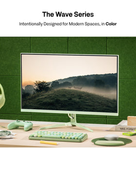 Pixio PX246 Wave side profile showing compact footprint for small desks.