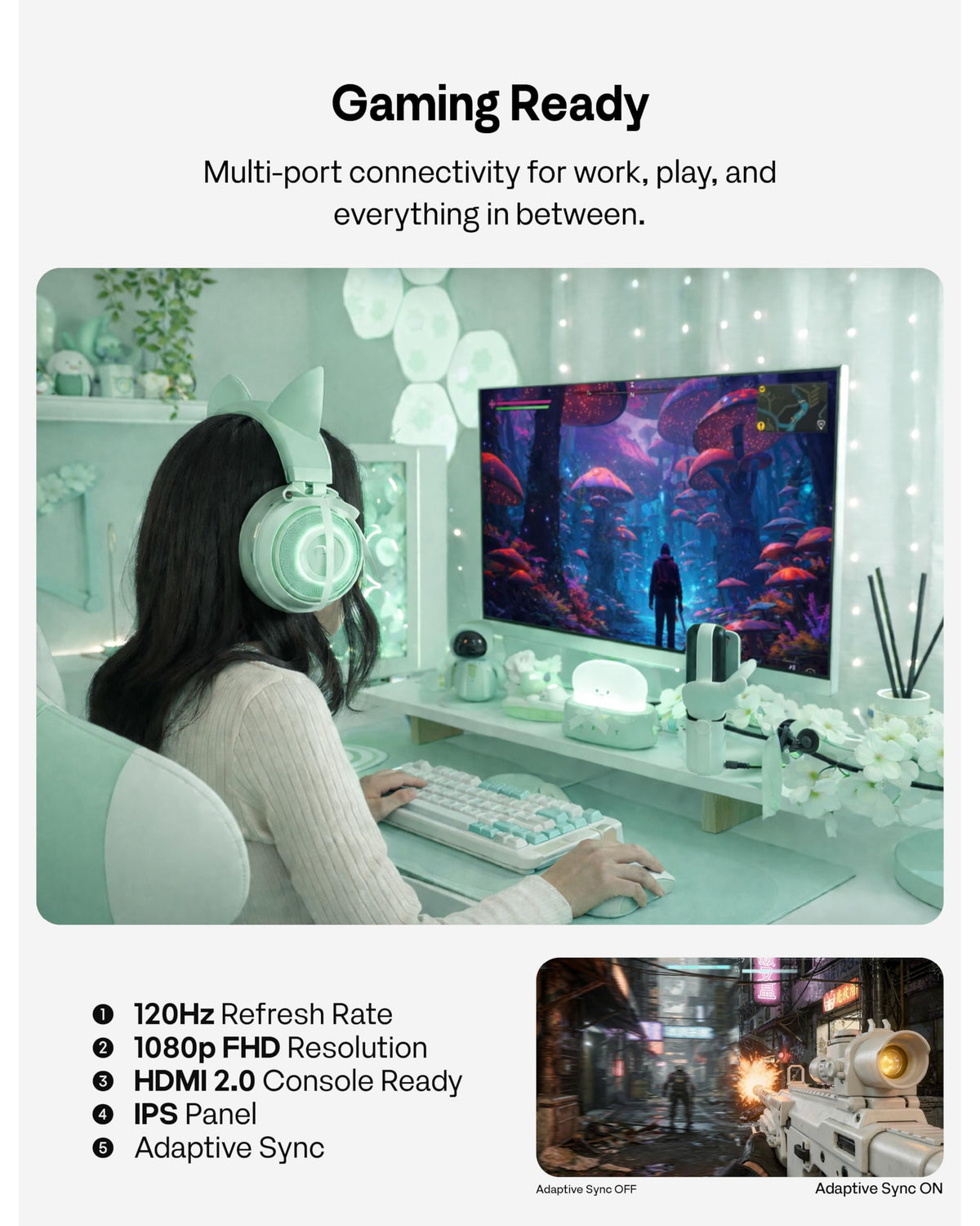 Pixio PX246 Wave slim-bezel design for a clean, modern desk.